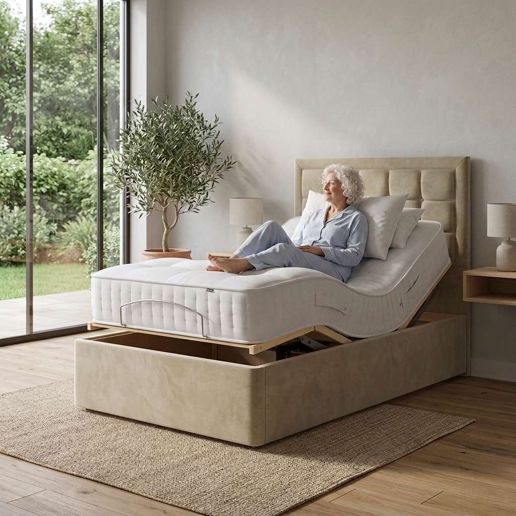 8828376079287174033 Richard Electric Mobility Large Single (3ft6 x 6ft6) Electric Adjustable Bed With Memory Mattress - Image 1