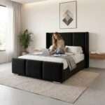 Luxury Plush New upholstered Bed Frame Wing Panel Velvet - Image 6