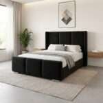 Luxury Plush New upholstered Bed Frame Wing Panel Velvet - Image 5