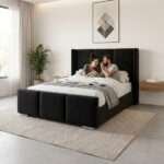 Luxury Plush New upholstered Bed Frame Wing Panel Velvet - Image 4