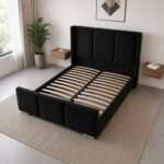 Luxury Plush New upholstered Bed Frame Wing Panel Velvet - Image 2