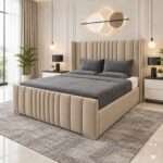 Manhattan Panel Velvet Bed Frame with Wingback - Image 2