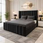 Manhattan Panel Velvet Bed Frame with Wingback - Image 3