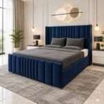 Manhattan Panel Velvet Bed Frame with Wingback - Image 5