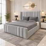 Manhattan Panel Velvet Bed Frame with Wingback - Image 6
