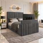 Luxury Panel TV Bed – Luxury Upholstered TV Bed Frame with Built-In TV Lift - Image 6