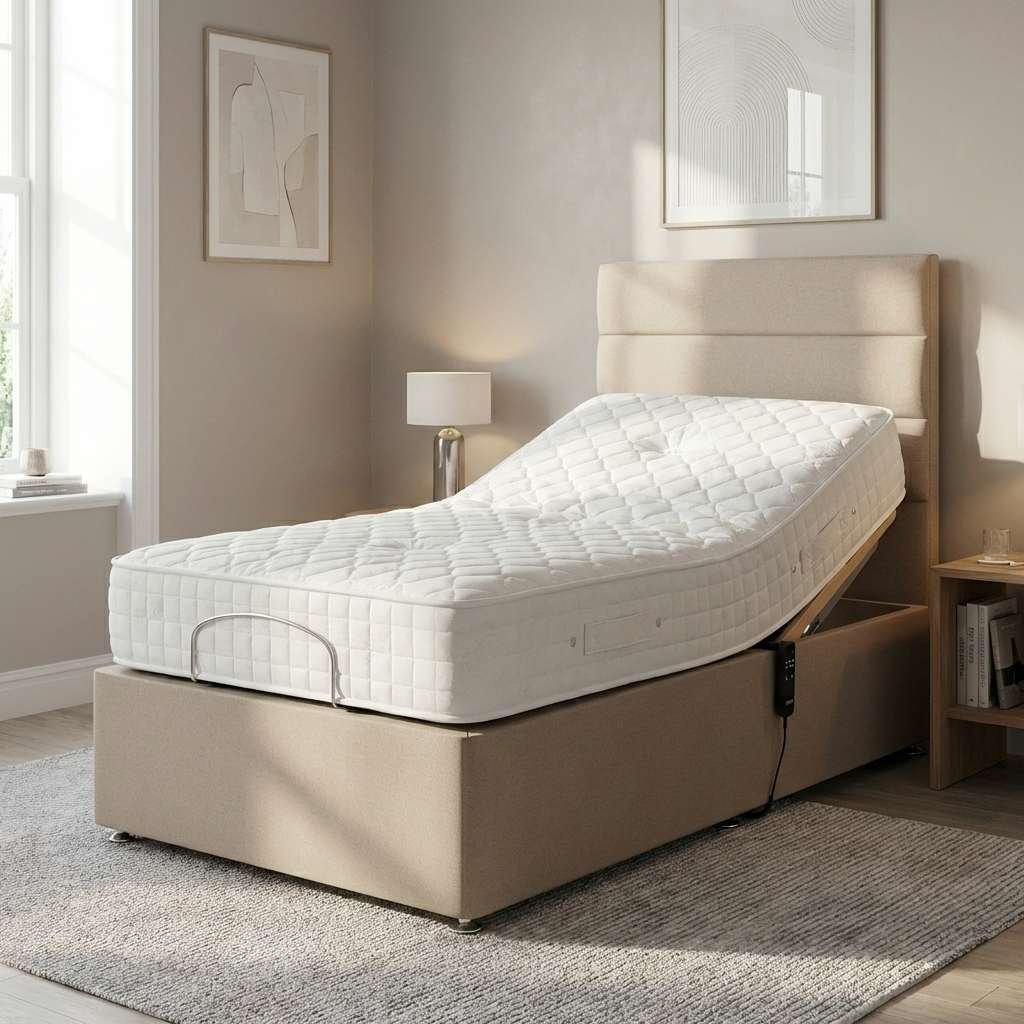 3665617125406321648 Diagnol Line Electric Adjustable bed With Memory Mattress - Image 1