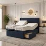 Royal Blue Divan Electric Adjustable bed With Memory Mattress + Optional Drawers
