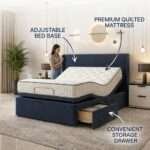 Royal Blue Divan Electric Adjustable bed With Memory Mattress + Optional Drawers - Image 2