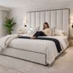 Luxury Black Striped style Bedframe with optional gas lift storage