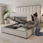 Luxury Black Striped style Bedframe with optional gas lift storage - Image 4