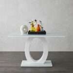 Modern White High Gloss Glass Dining Table Set with 4 Black Cantilever Chairs - Image 4