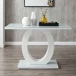 Modern White High Gloss Glass Dining Table Set with 4 Black Cantilever Chairs - Image 6