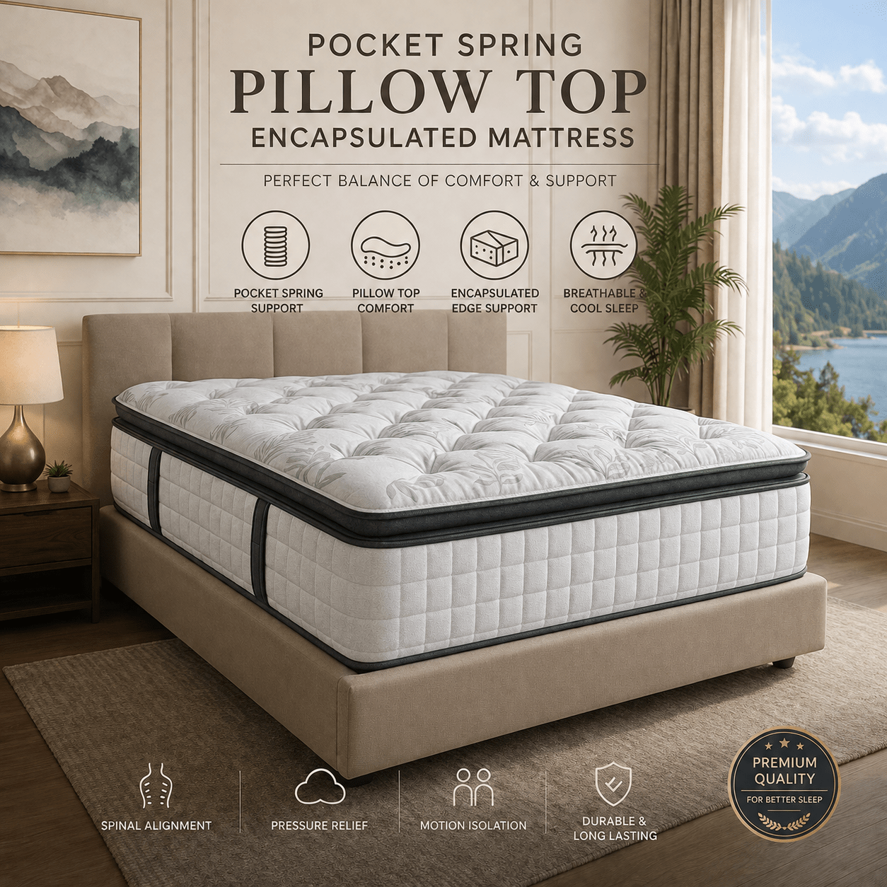 ChatGPT Image Jul 3, 2026, 08_10_49 PM Pocket Spring Pillow Top Encapsulated Mattress - Image 1
