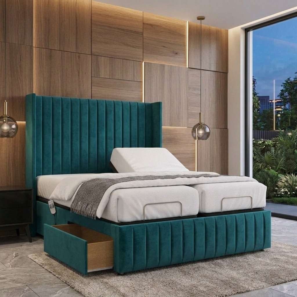 WhatsApp Image 2026-07-24 at 11.35.29 AM (4) Luxury Romeo Divan Electric Adjustable bed With Memory Mattress +2 Drawers Footend - Image 1