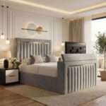 Luxury Golden Skyline Panel TV Bed – Luxury Upholstered TV Bed Frame with Built-In TV Lift - Image 6