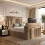 Luxury Golden Skyline Panel TV Bed – Luxury Upholstered TV Bed Frame with Built-In TV Lift - Image 4