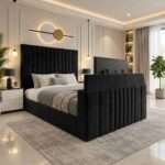 Luxury Sophia Panel TV Bed – Luxury Upholstered TV Bed Frame with Built-In TV Lift - Image 2