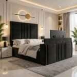 Luxury Hazel Panel TV Bed – Luxury Upholstered TV Bed Frame with Built-In TV Lift - Image 3
