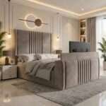 Luxury Hazel Panel TV Bed – Luxury Upholstered TV Bed Frame with Built-In TV Lift - Image 2