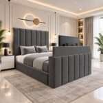 Luxury Linestyle Panel TV Bed – Luxury Upholstered TV Bed Frame with Built-In TV Lift